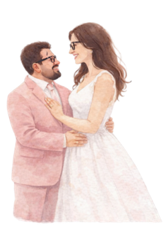 Ilustración de Maria Celia y Alan Daniel como pareja